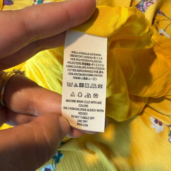 Free People Women S Lost In You Floral Midi Dress Golden Yellow V Neck Ruffle - Picture 6 of 10